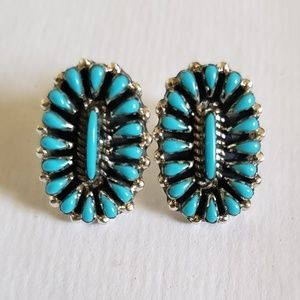 Turquoise Needlepoint Cluster Earrings